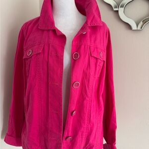 Relativity Hot Pink Denim-Style Button Jacket